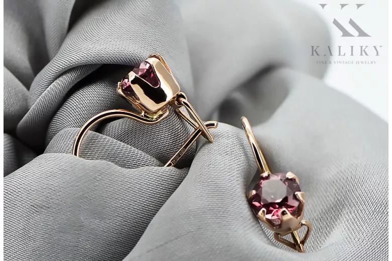 Earrings Vintage Ruby Original Vintage 14K Rose Gold vec056r